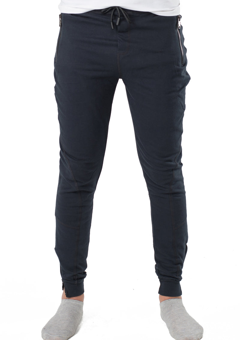 Ankle zipper dark blue Jogger with Zipper Pockets for him